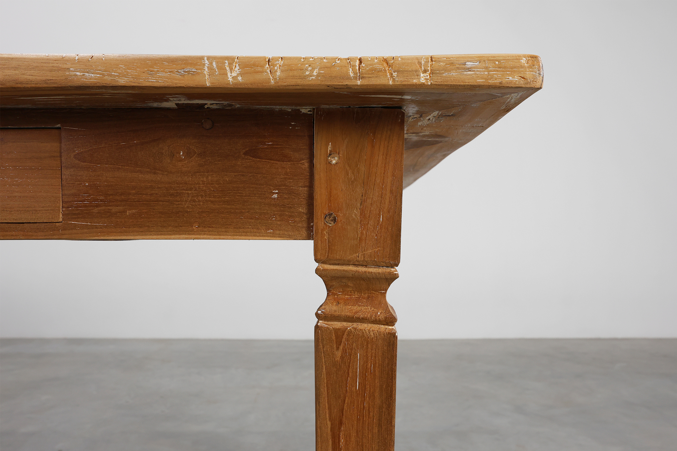 Large french provincial farm table in elm wood, France ca. 1850thumbnail